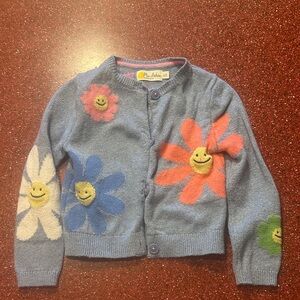 Mini Boden Blue Sweater with Colorful Flowers
